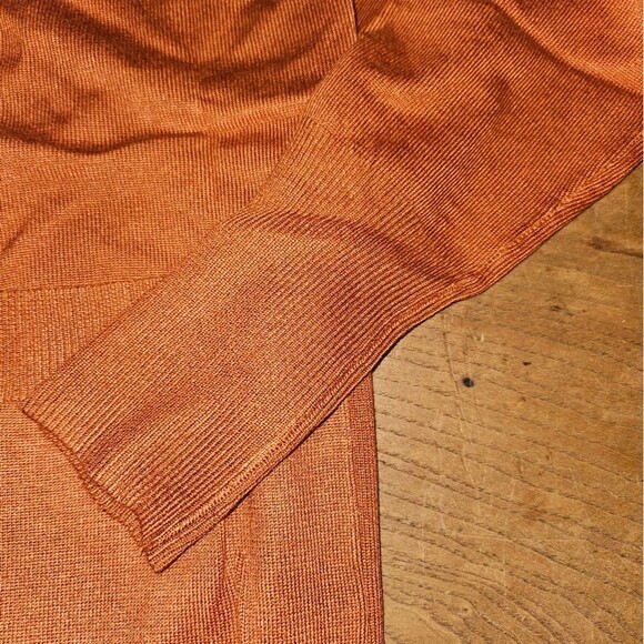 MEROKEETY Women's Small Orange Open Front Pocketed Ribbed Cardigan Sweater NEW - Picture 6 of 11